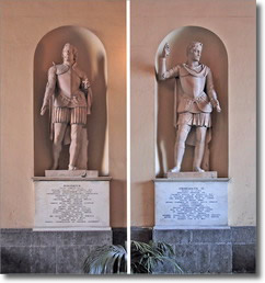 statue dei re Ruggero d'Altavilla e Federico secondo di Svevia