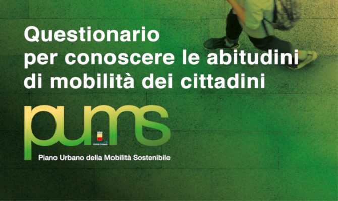 Piano Urbano della Mobilità Sostenibile (P.U.M.S.) - Questionario finalizzato a conoscere le abitudini di mobilità dei cittadini