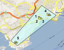 piantina con evidenziati i mercati della municipalità 1