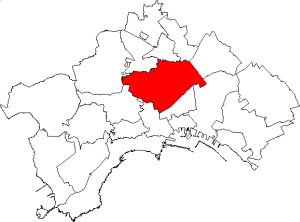 piantina della città di Napoli con evidenziata l'area della municipalità 3