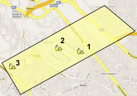 piantina stradale con evidenziati i mercati della municipalità 8