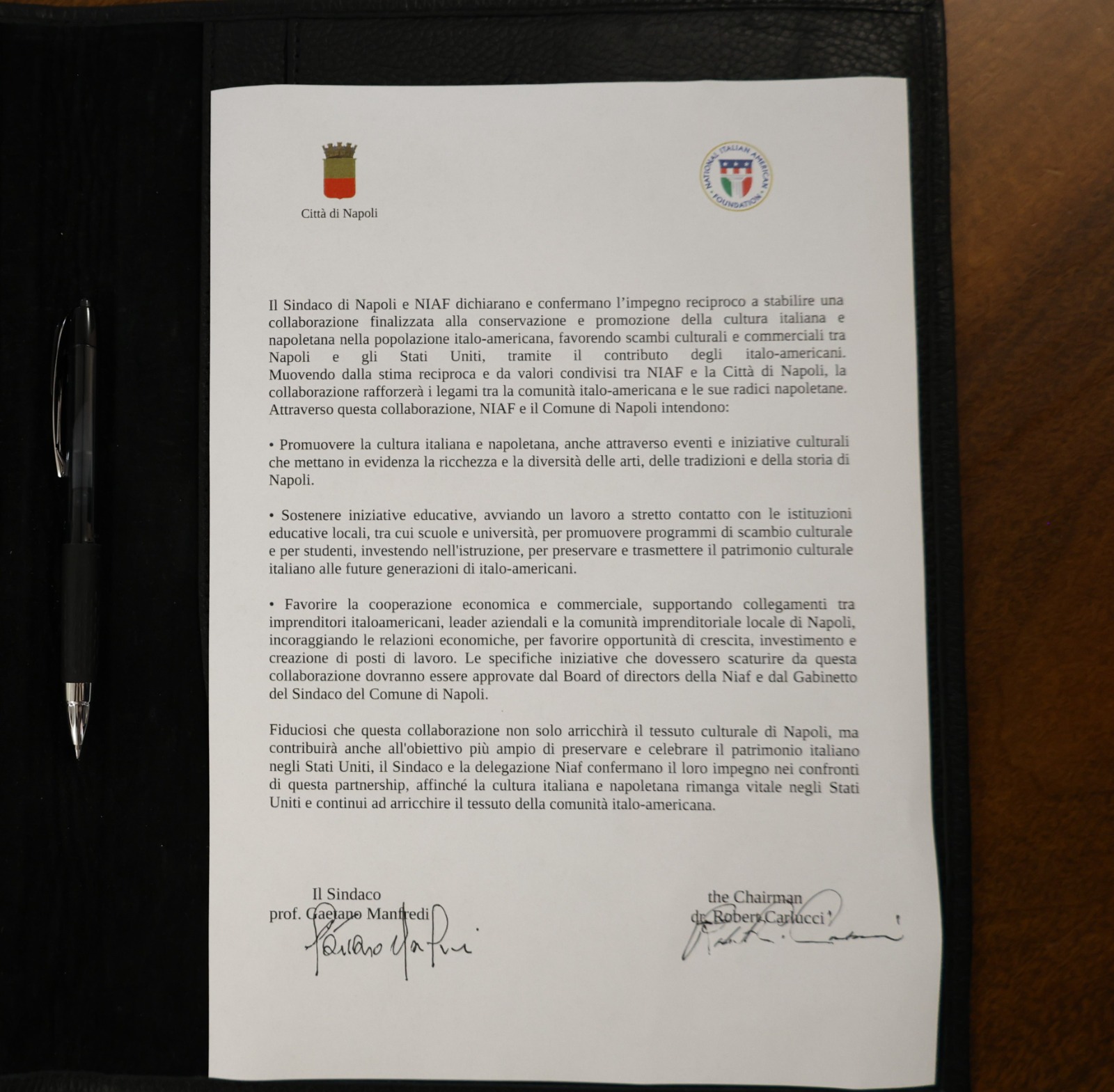 Incontro del Sindaco con la Fondazione NIAF